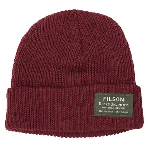FILSON Ducks Unlimited Virgin Wool Knit Sequoia Red Watch Cap DISCONTINUED - Picture 1 of 2